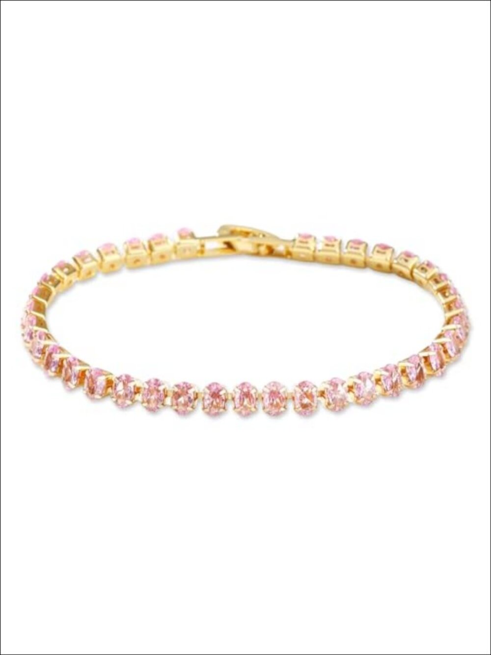 18K Gold-Plated Oval-Cut CZ Tennis Bracelet, Women's Oval CZ Bracelet